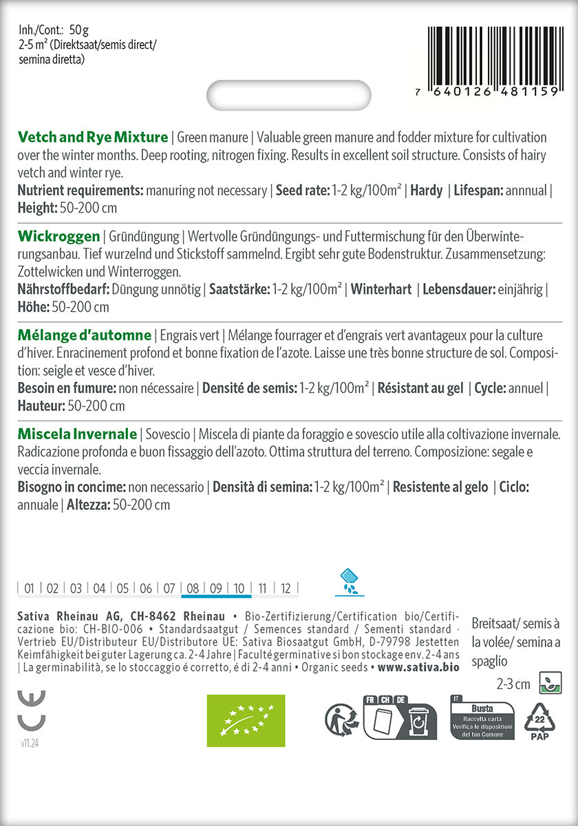 Sativa BIO Gründüngung Wickroggen