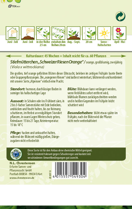 N.L. Chrestensen Stiefmütterchen Schweizer Riesen Orange