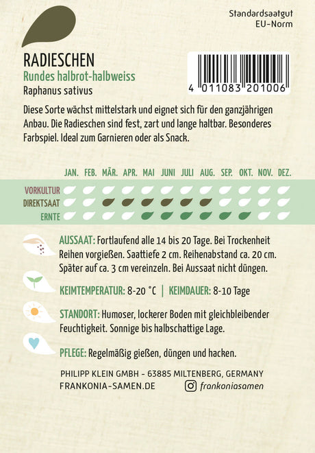 Frankonia Samen Radieschen Rundes halbrot-halbweiss