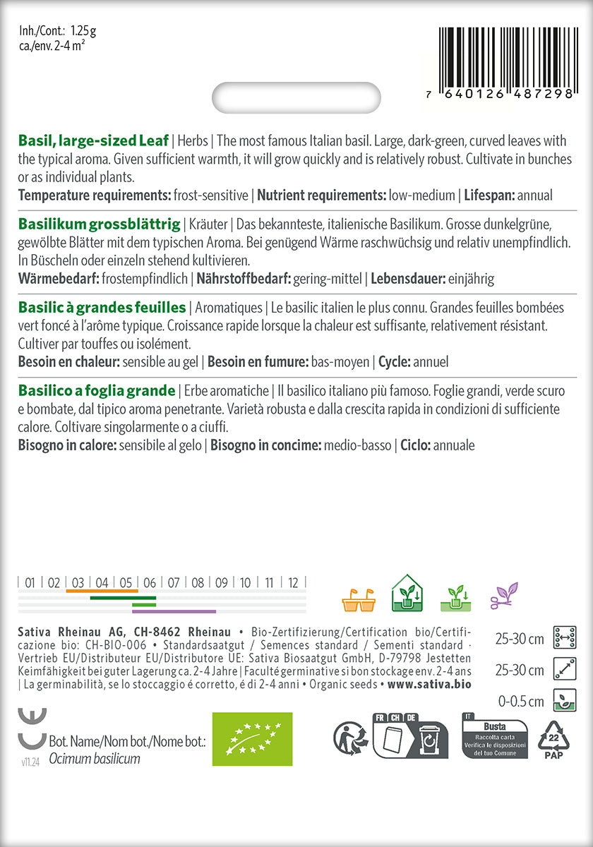 Sativa Basilikum grossblättrig