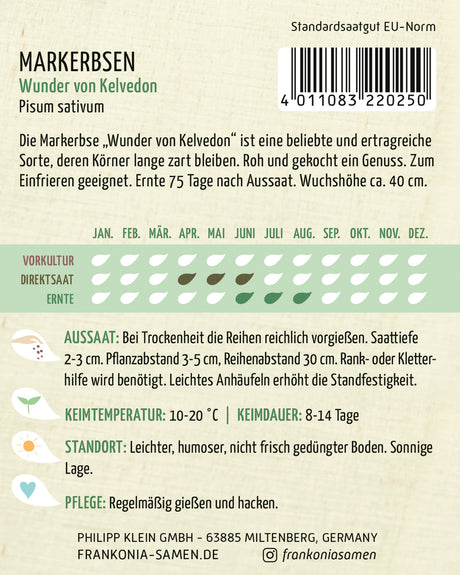 Frankonia Samen Markerbsen Wunder von Kelvedon