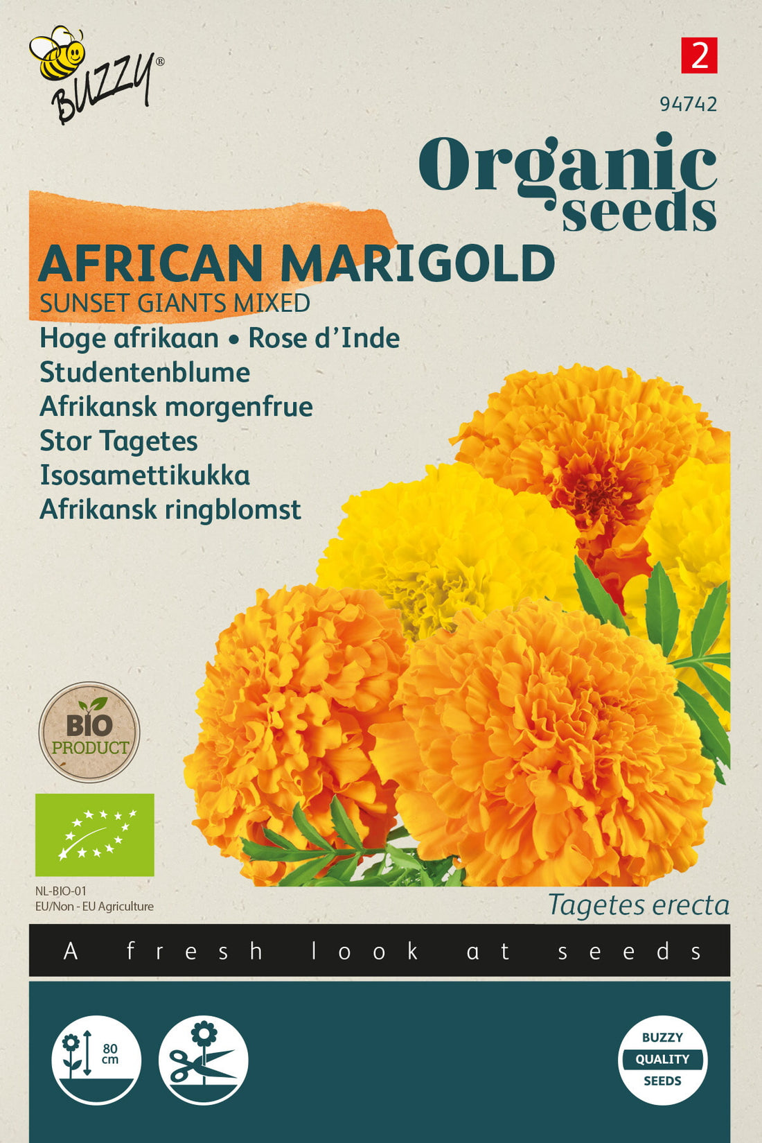 Buzzy Organic Seeds BIO Studentenblumen Sunset Giants Mischung