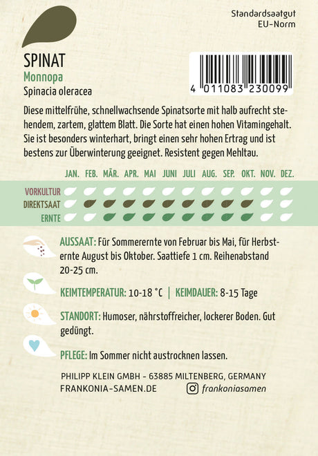 Frankonia Samen Spinat Monnopa