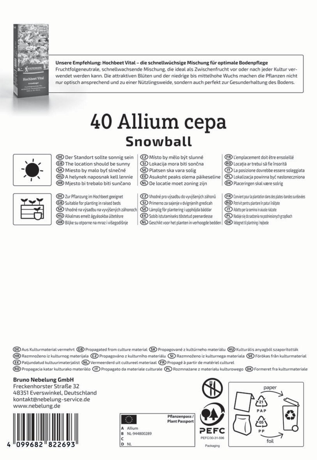 Kiepenkerl Steckzwiebel Snowball 40 Stück