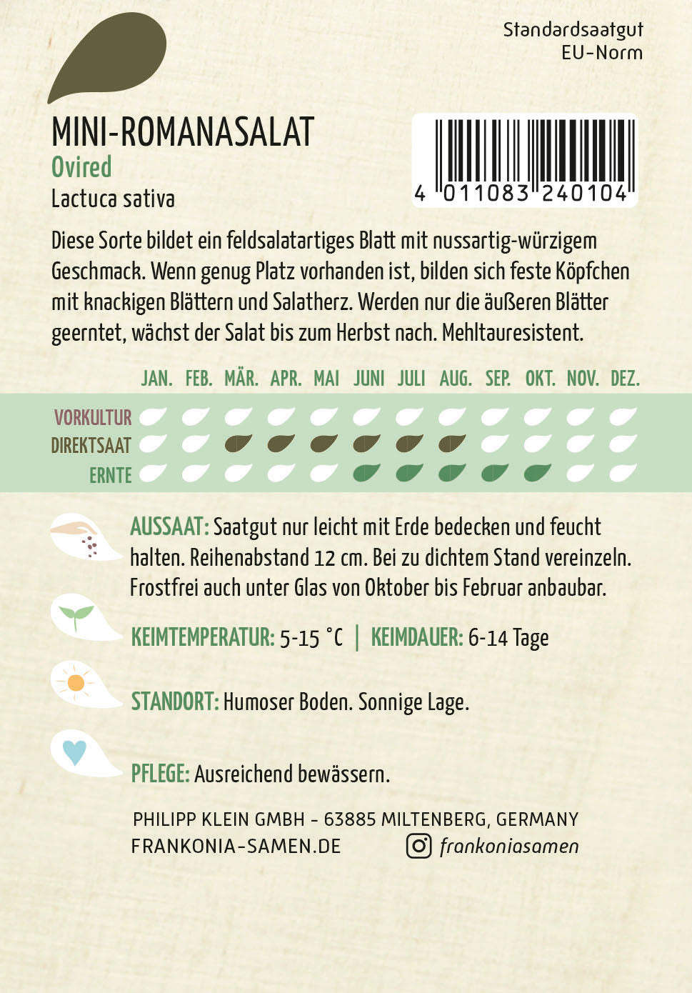 Frankonia Samen Römersalat Ovired