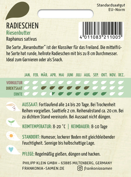 Frankonia Samen Radieschen Riesenbutter