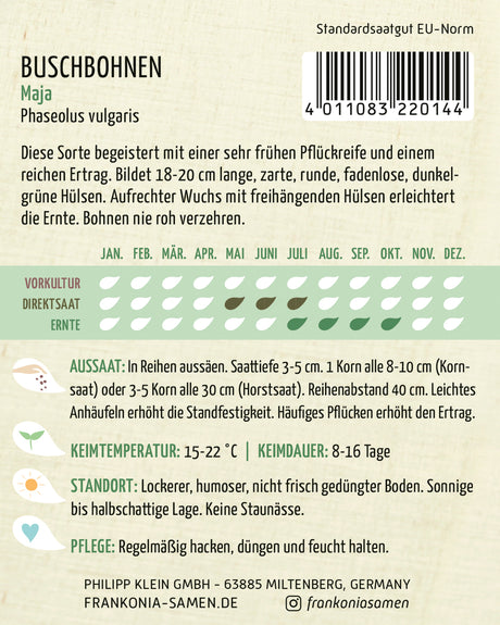 Frankonia Samen Buschbohnen Maja