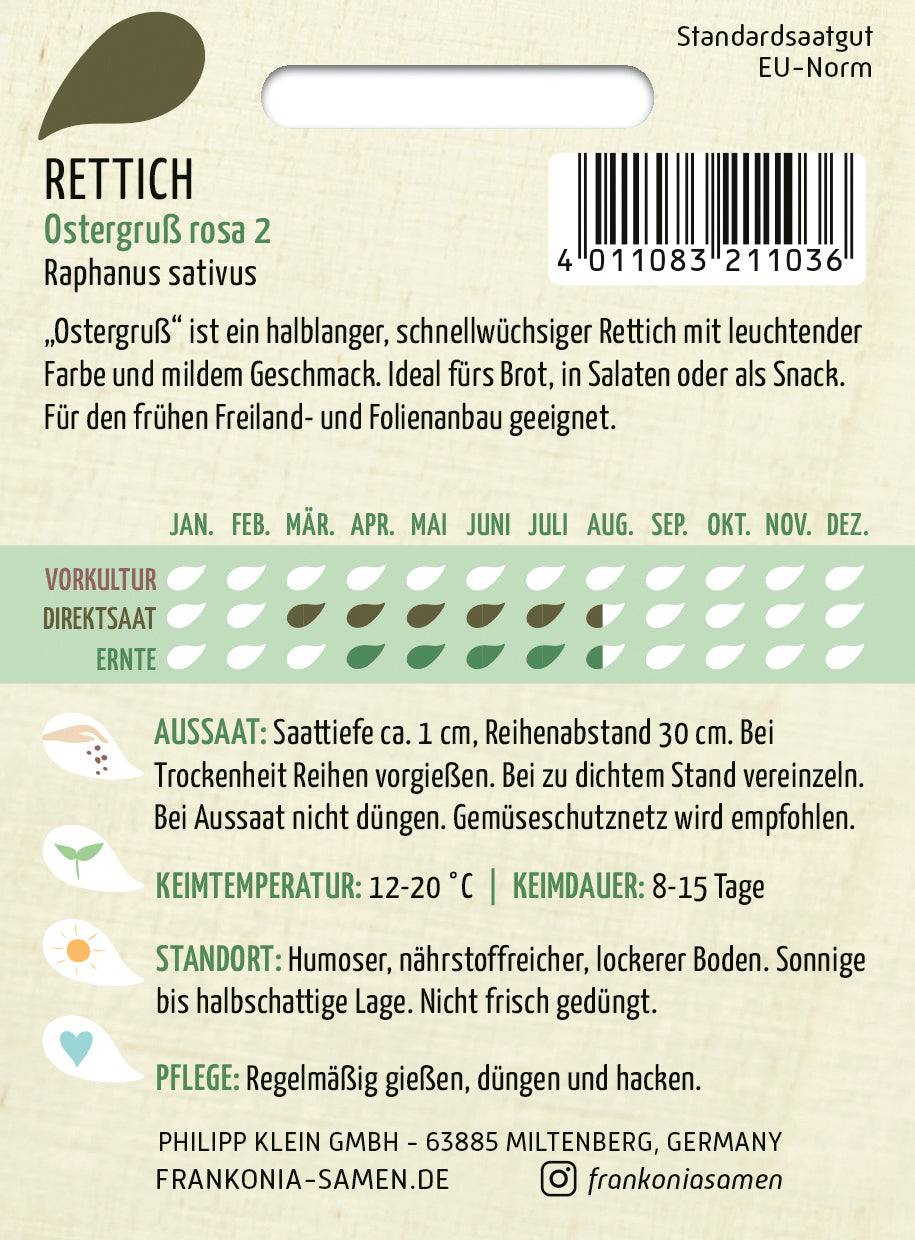 Frankonia Samen Rettich Ostergruß rosa 2