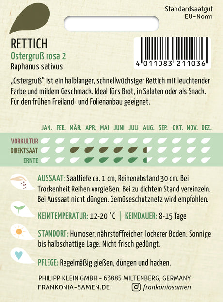 Frankonia Samen Rettich Ostergruß rosa 2