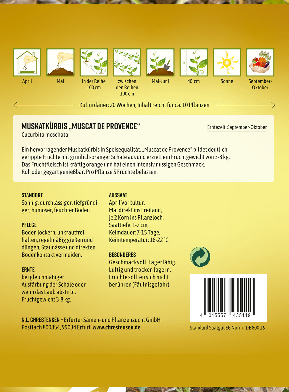 N.L. Chrestensen Muskatkürbis Muscat de Provence