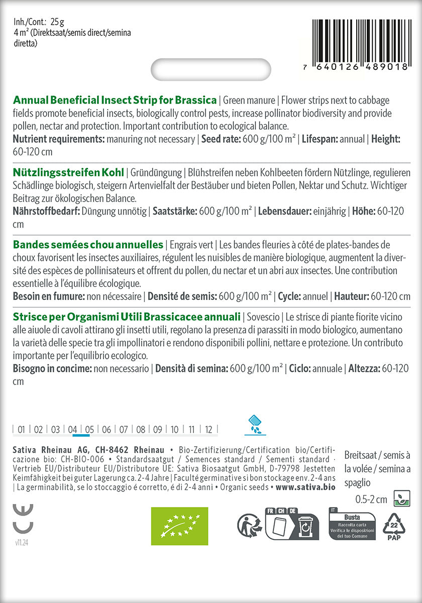 Sativa BIO Gründüngung Nützlingsstreifen Kohl