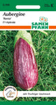 Auberginen Samenpackung 'Rania' F1-Hybride, violette gestreifte Aubergine auf Gras