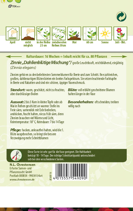 N.L. Chrestensen Zinnie Dahlienblütige Mischung