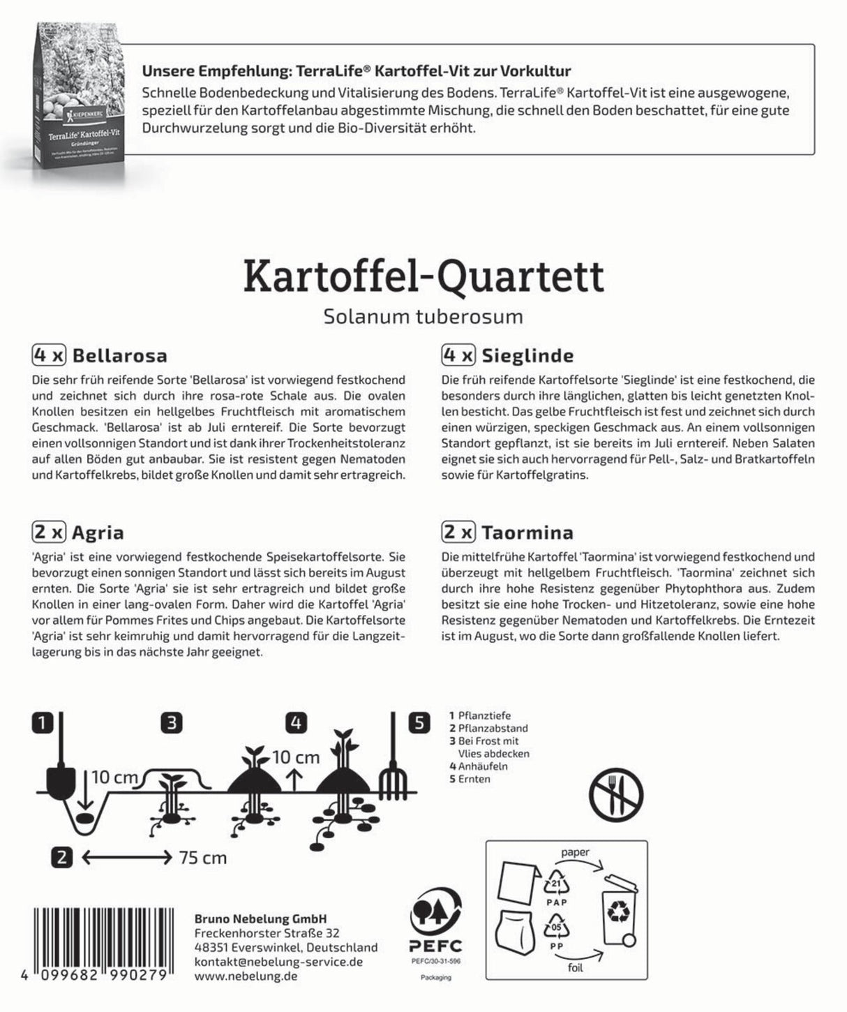 Kiepenkerl Pflanzkartoffel Quartett Reifezeit 12 Stück