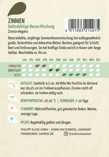Frankonia Samen Zinnien Dahlenblütige Riesen Mischung