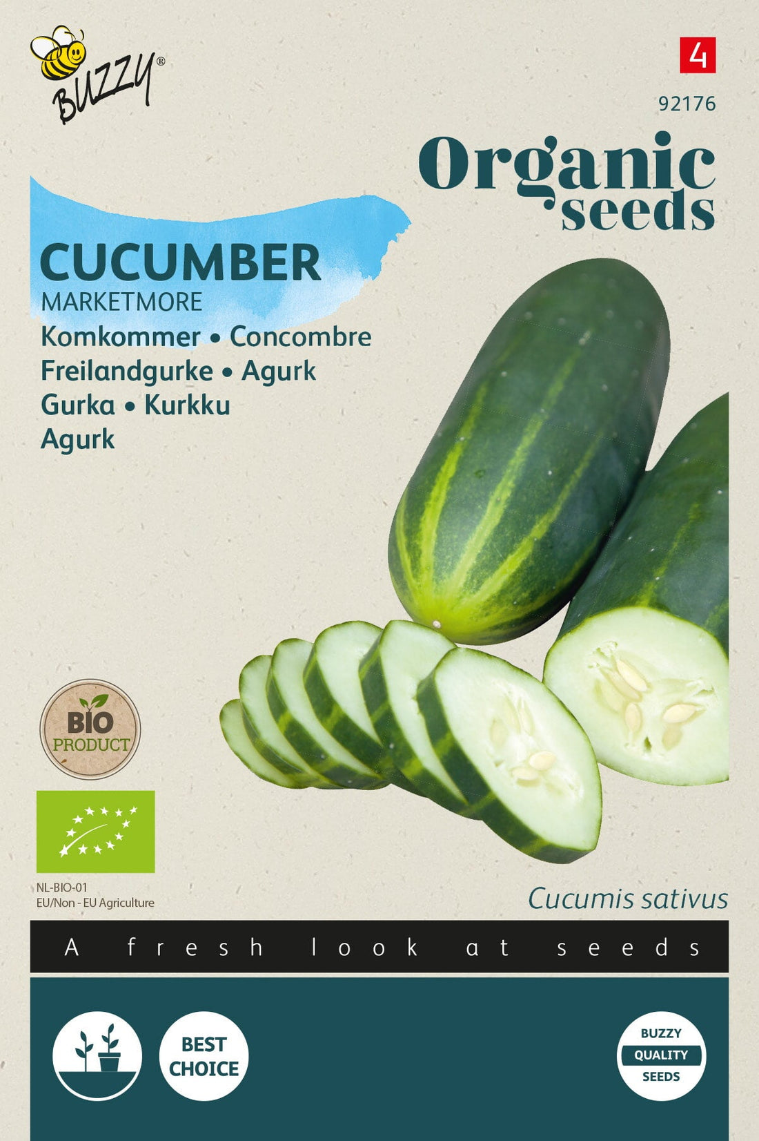 Buzzy Organic Seeds BIO Freilandgurken Marketmore
