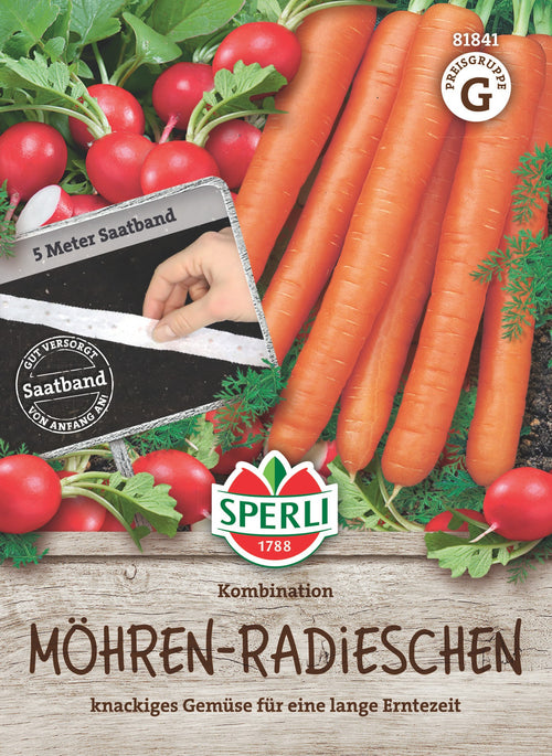 SPERLI Möhre-Radieschen Kombination Lange rote stumpfe ohne Herz 2, Sora Saatband