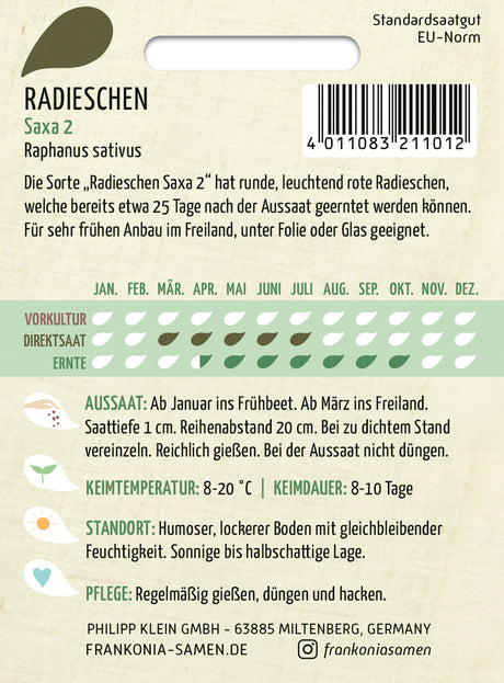 Frankonia Samen Radieschen Saxa 2