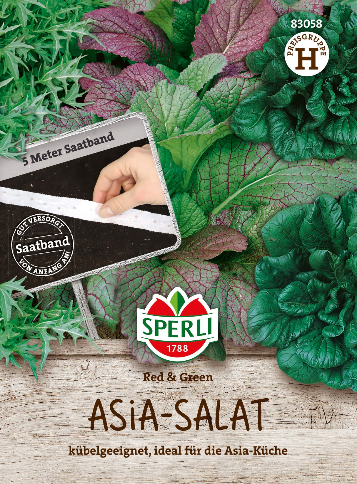 SPERLI Asia-Salat Red & Green (Pak Choi Tatsoi, Mustard Red Giant, Mizuna) Saatband