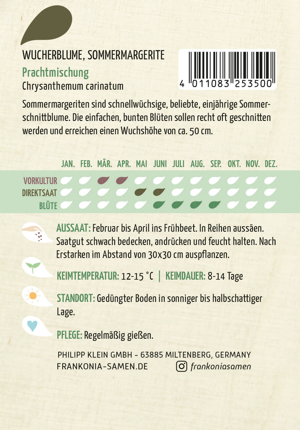 Frankonia Samen Blumensamen-Mischung Wucherblume, Sommermargerite Prachtmischung