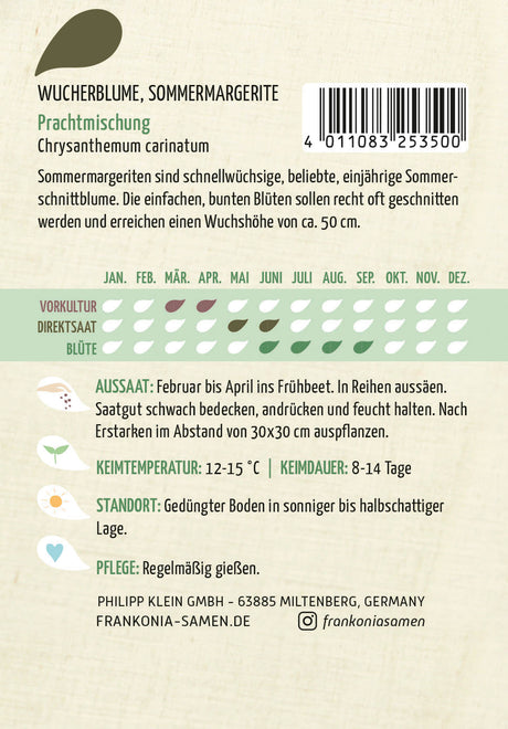 Frankonia Samen Blumensamen-Mischung Wucherblume, Sommermargerite Prachtmischung