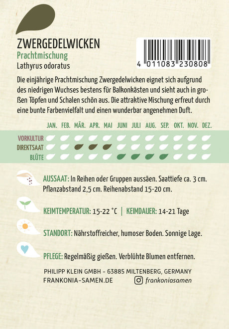 Frankonia Samen Wicken Prachtmischung Zwergedel