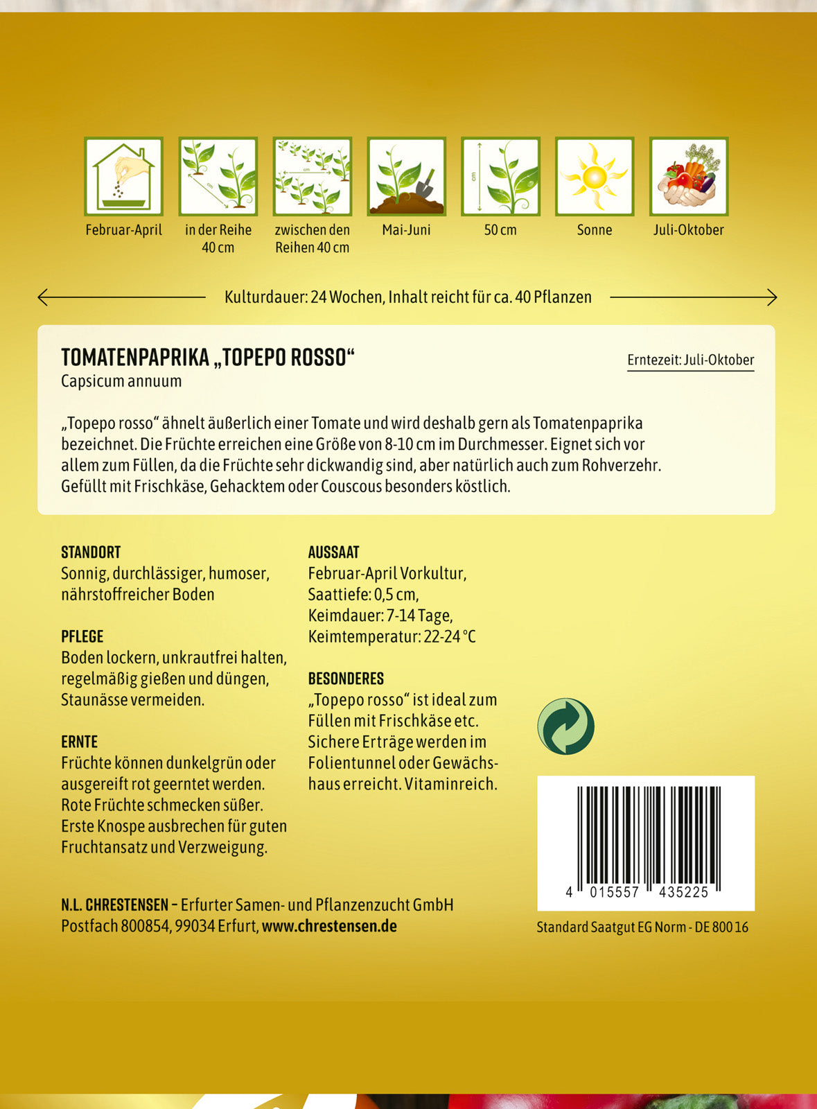 N.L. Chrestensen Tomatenpaprika Topepo rosso