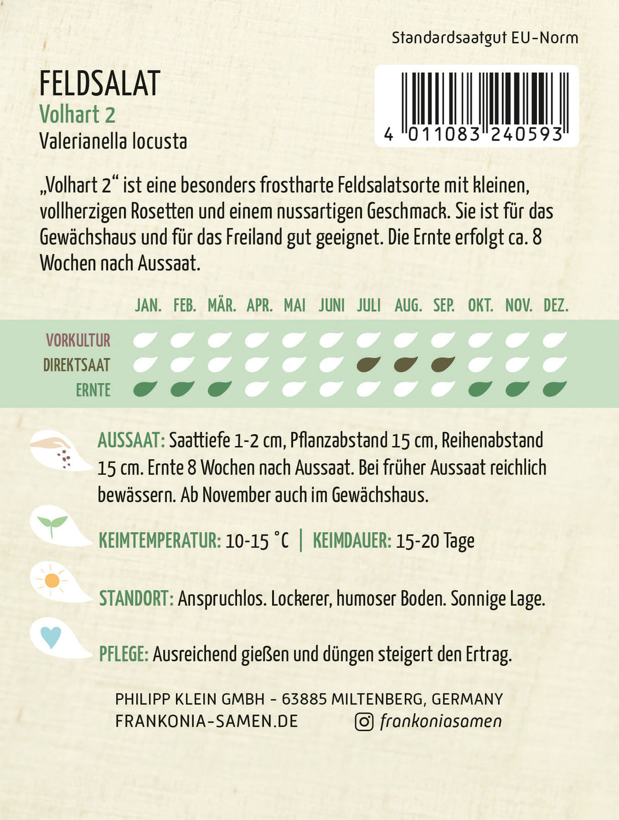 Frankonia Samen Feldsalat Volhart 2 Vorteilspackung