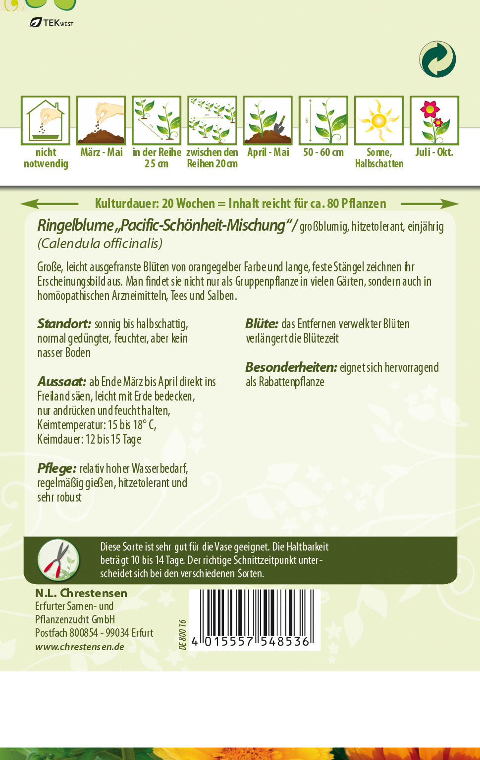 N.L. Chrestensen Ringelblume Pazific-Schönheit Mischung