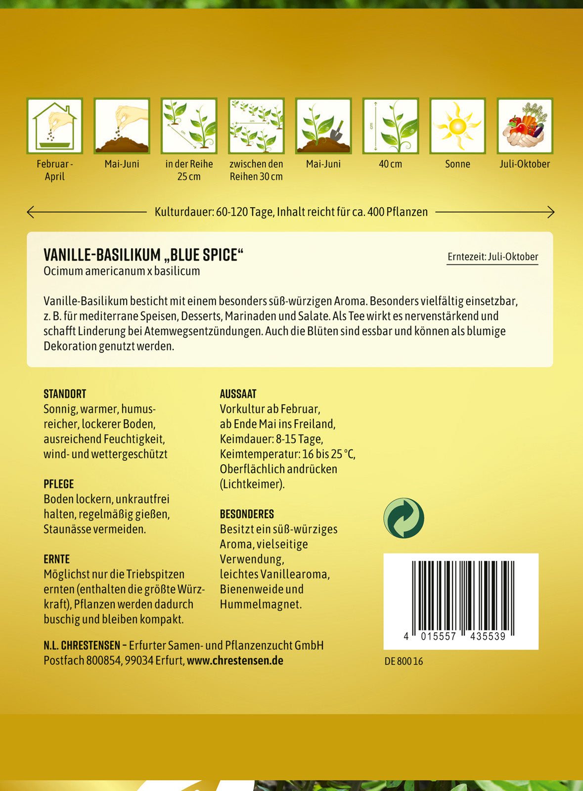 N.L. Chrestensen Vanille-Basilikum Blue Spice