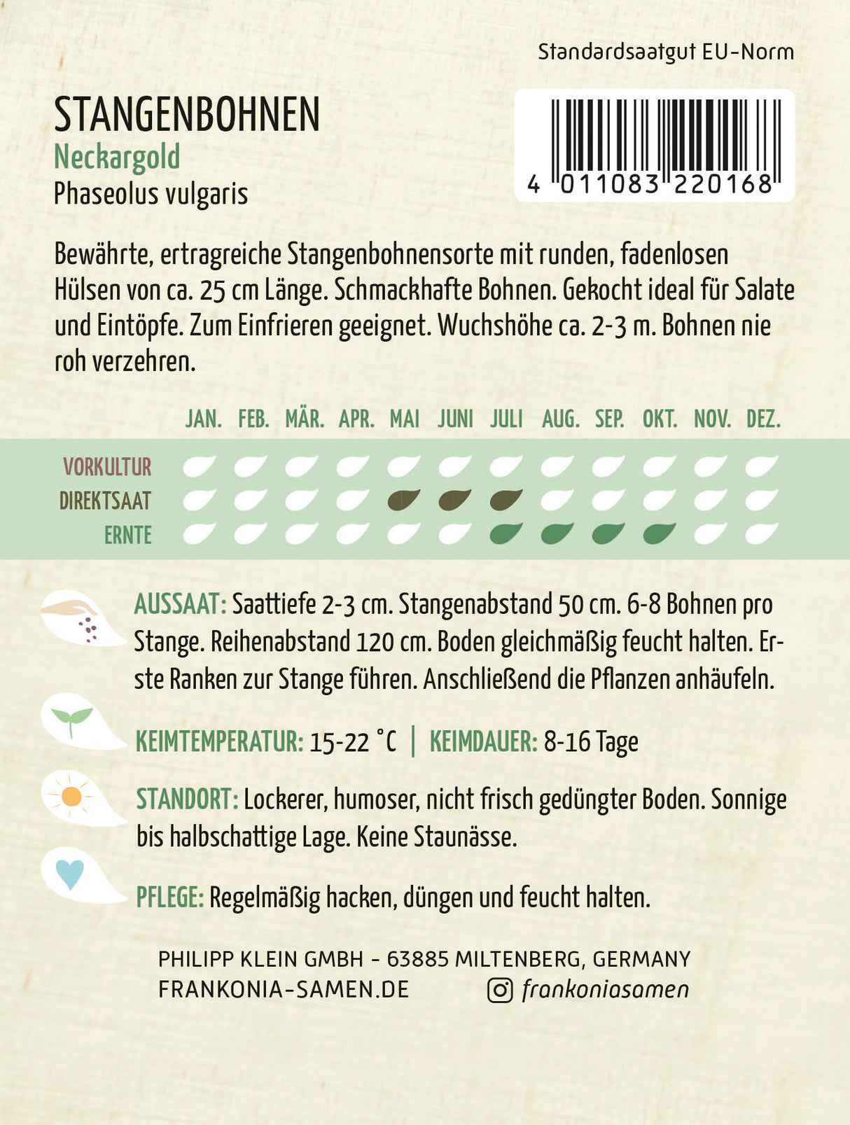 Frankonia Samen Stangenbohnen Neckargold