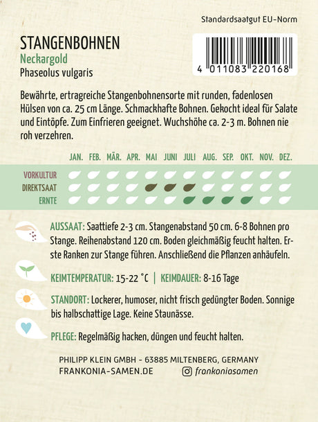 Frankonia Samen Stangenbohnen Neckargold