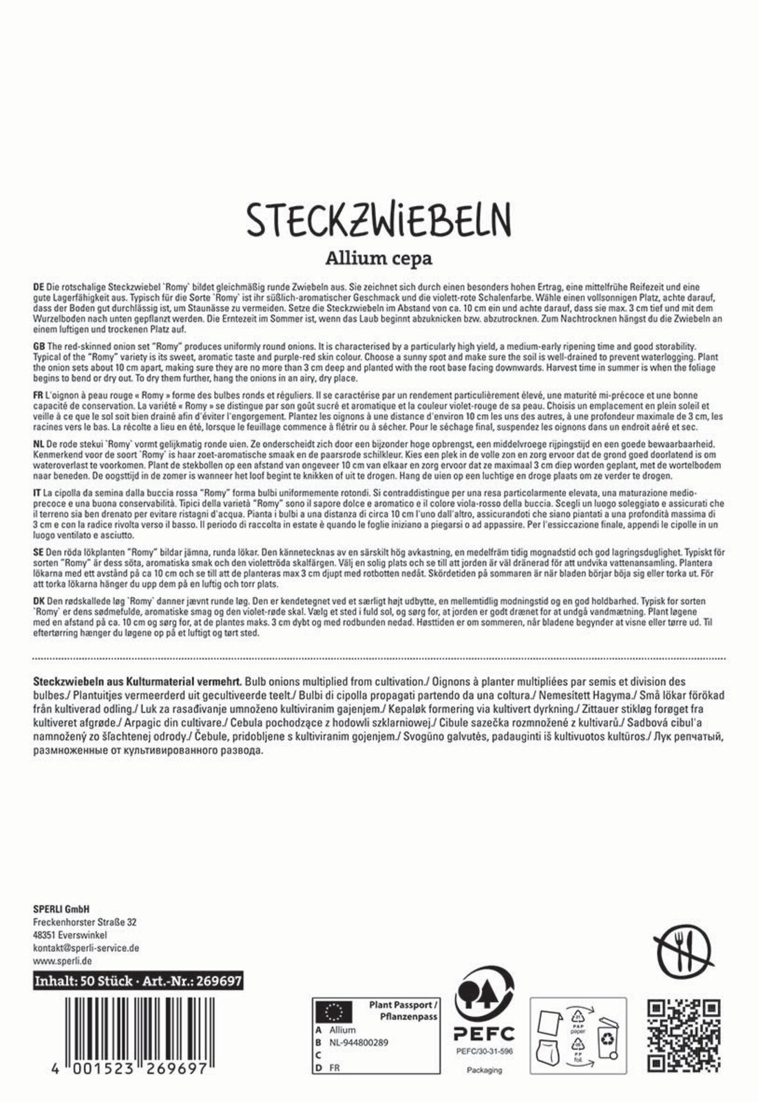 SPERLI Rote Steckzwiebeln Romy 50 Stück