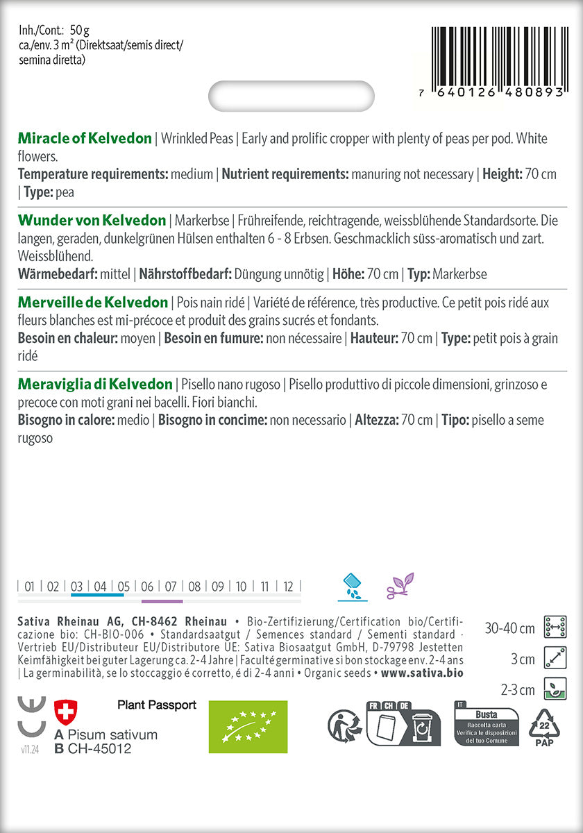 Sativa BIO Markerbse Wunder von Kelvedon