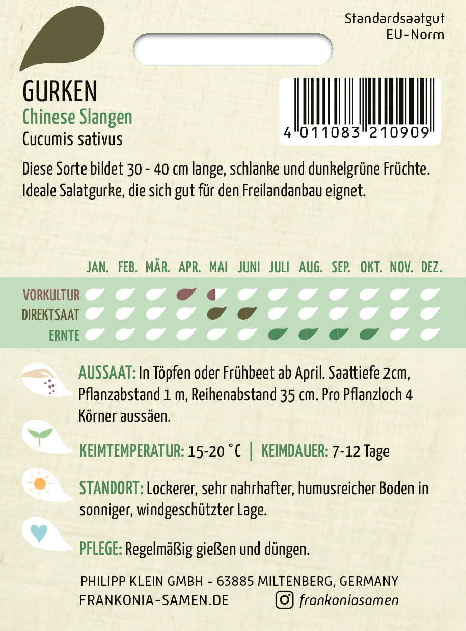 Frankonia Samen Gurke Chinese Slangen