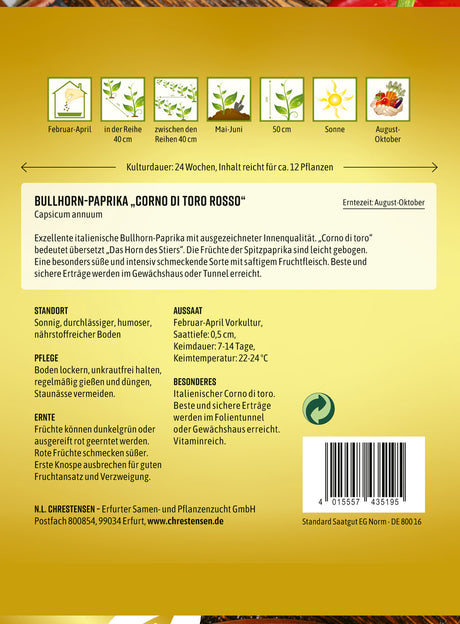 N.L. Chrestensen Bullhorn-Paprika Corno di toro rosso