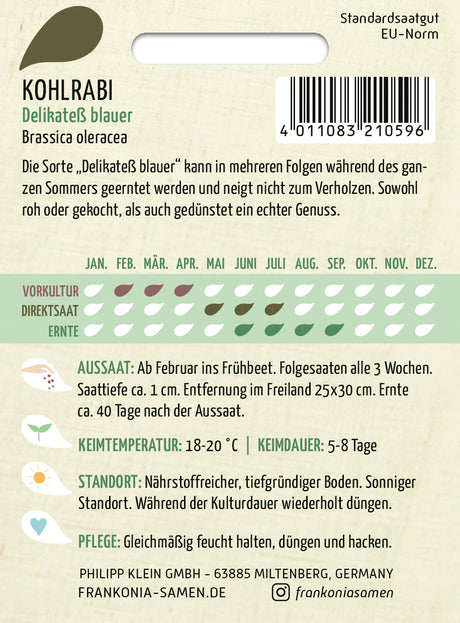 Frankonia Samen Kohlrabi Delikateß blauer