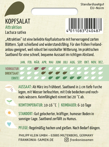 Frankonia Samen Kopfsalat Attraktion Saatband