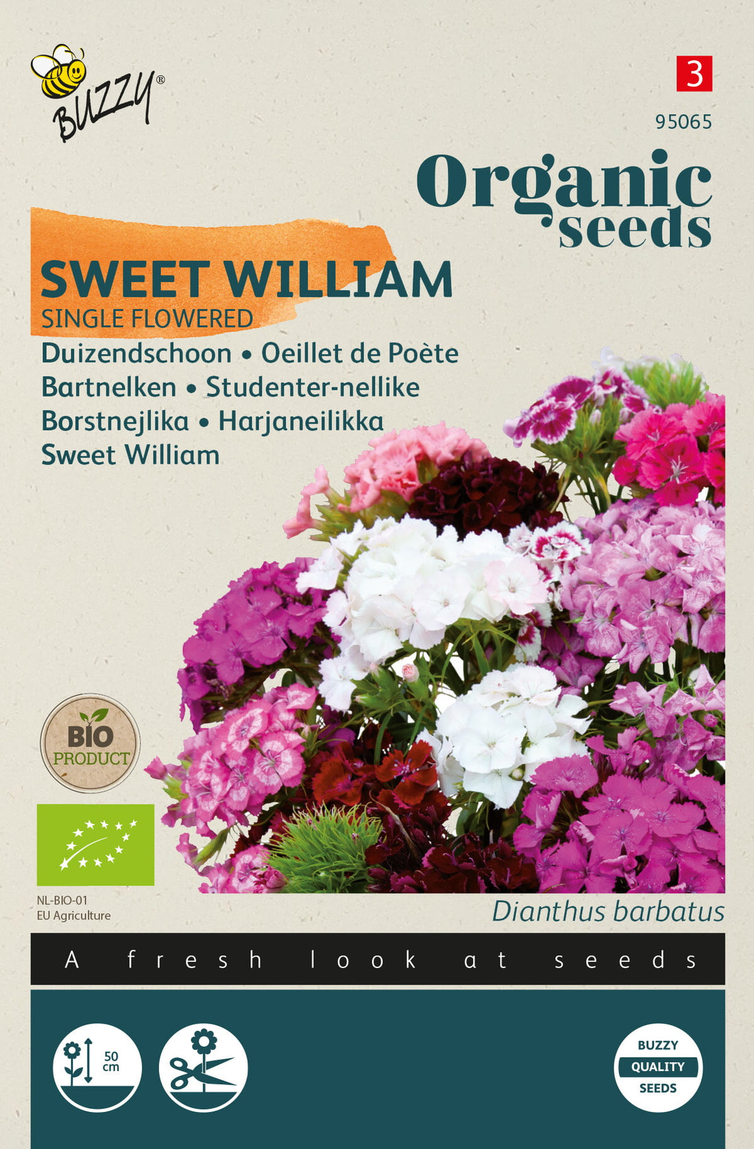 Buzzy Organic Seeds BIO Bartnelke Einfachblühende Mischung