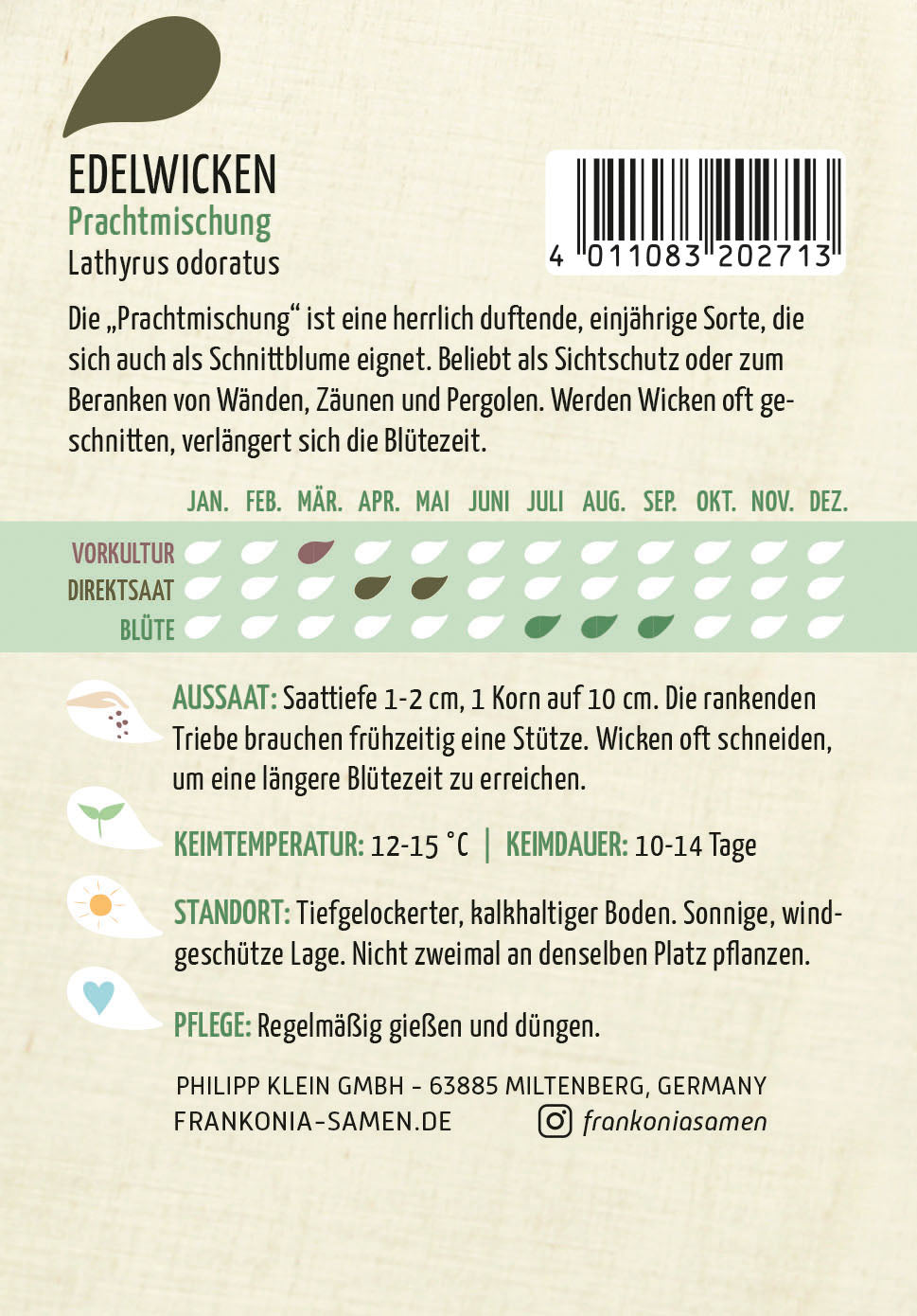Frankonia Samen Wicken Prachtmischung