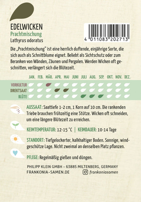 Frankonia Samen Wicken Prachtmischung