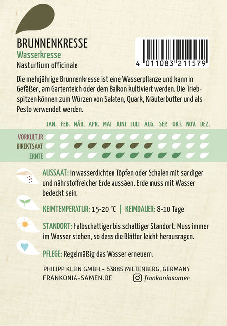 Frankonia Samen Brunnenkresse Wasserkresse