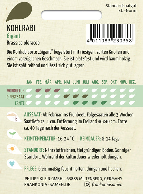 Frankonia Samen Kohlrabi Gigant