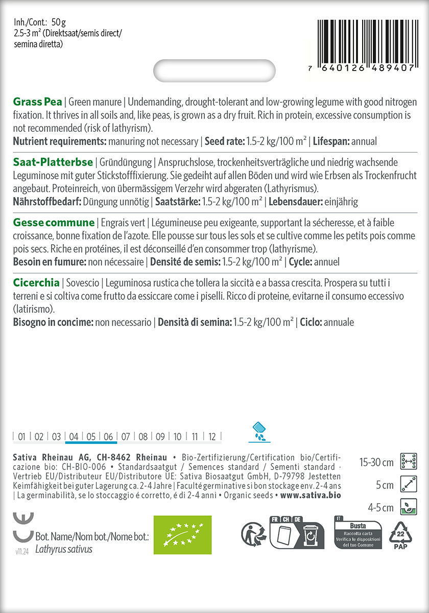 Sativa BIO Gründüngung Saat-Platterbse