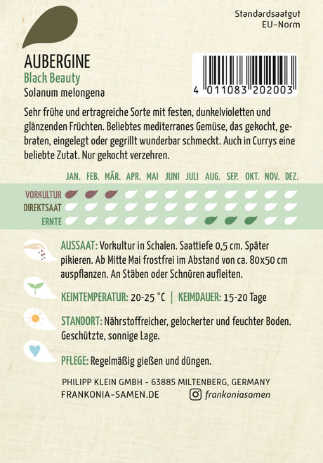 Frankonia Samen Auberginen Black Beauty