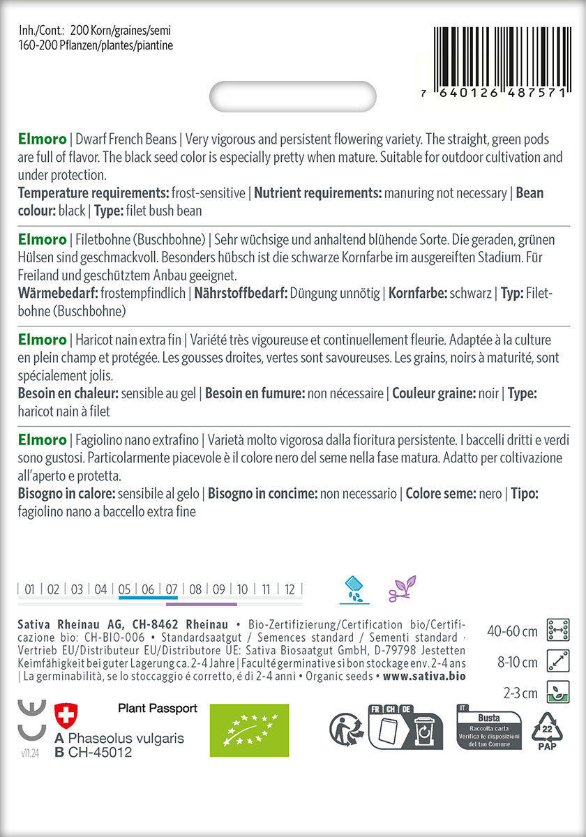 Sativa Filetbohne (Buschbohne) Elmoro