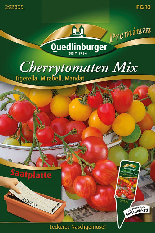 Quedlinburger Cherrytomaten Mandat, Tigerella, Mirabell Saatplatte