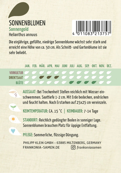 Frankonia Samen Sonnenblumen Sonnengold