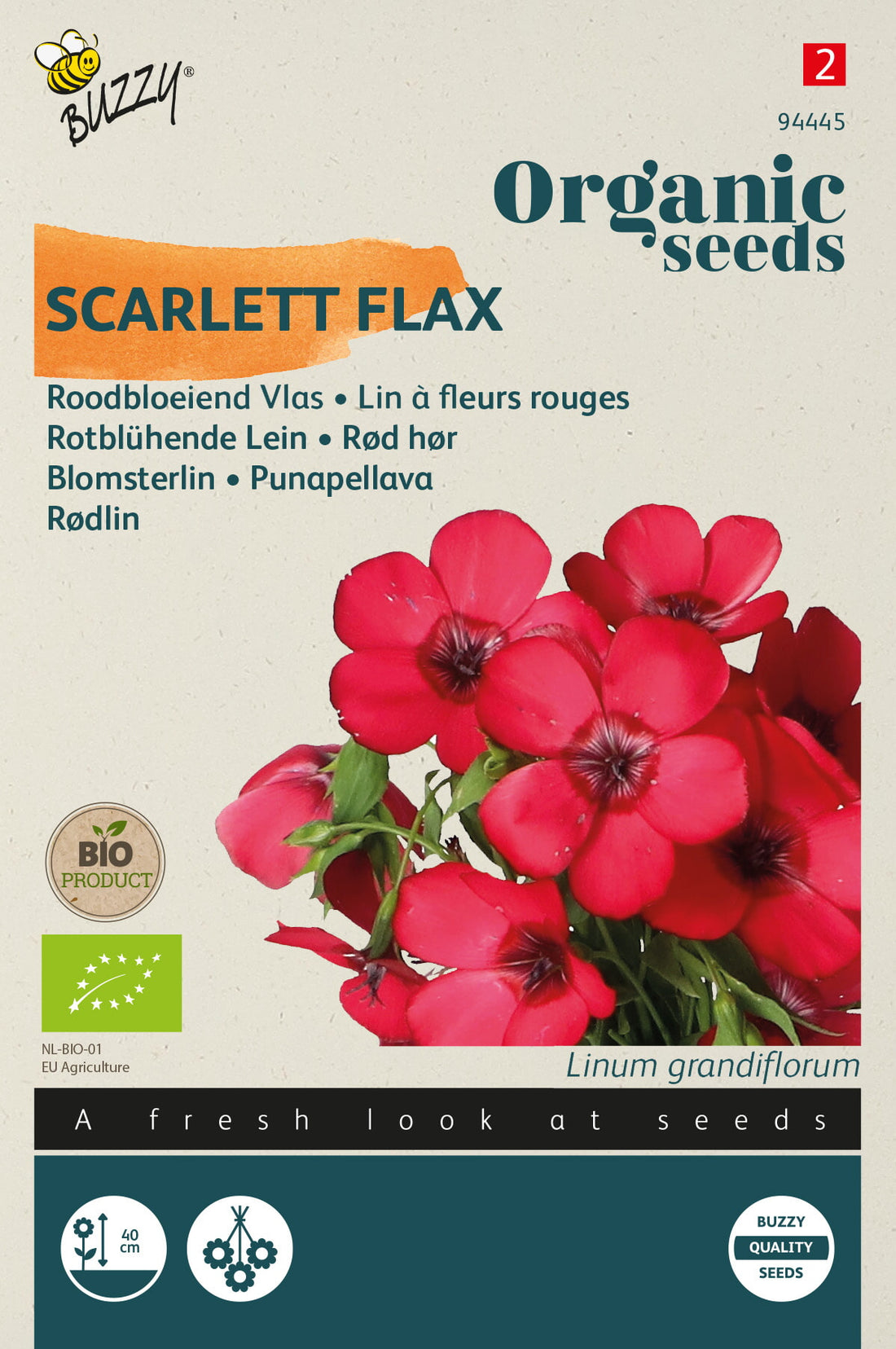 Buzzy Organic Seeds BIO Lein rotblühend