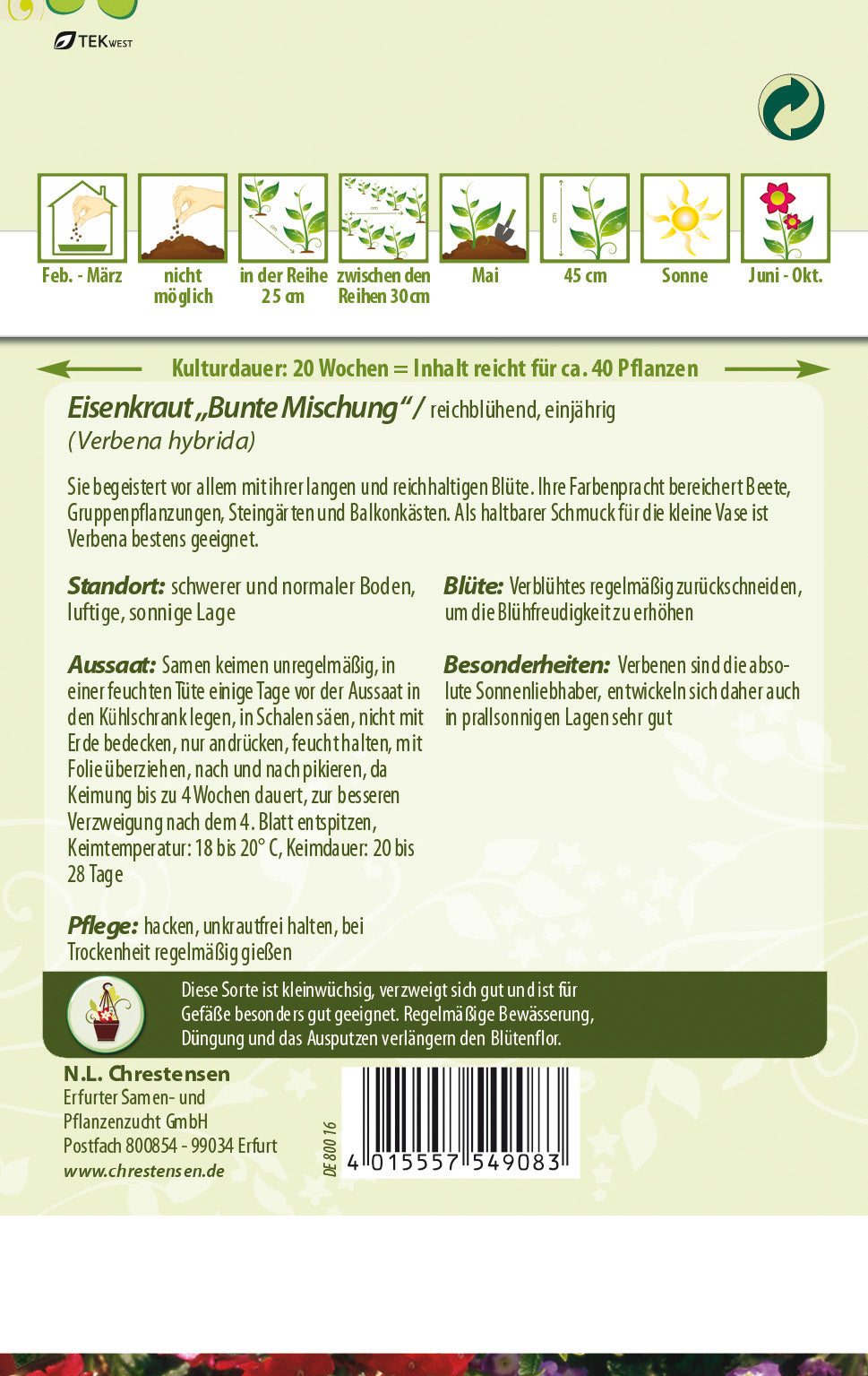 N.L. Chrestensen Verbena Eisenkraut, bunte Mischung